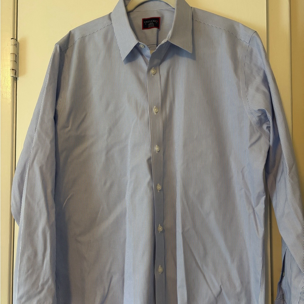UNTUCKit Light Blue Pinstripe Dress Shirt